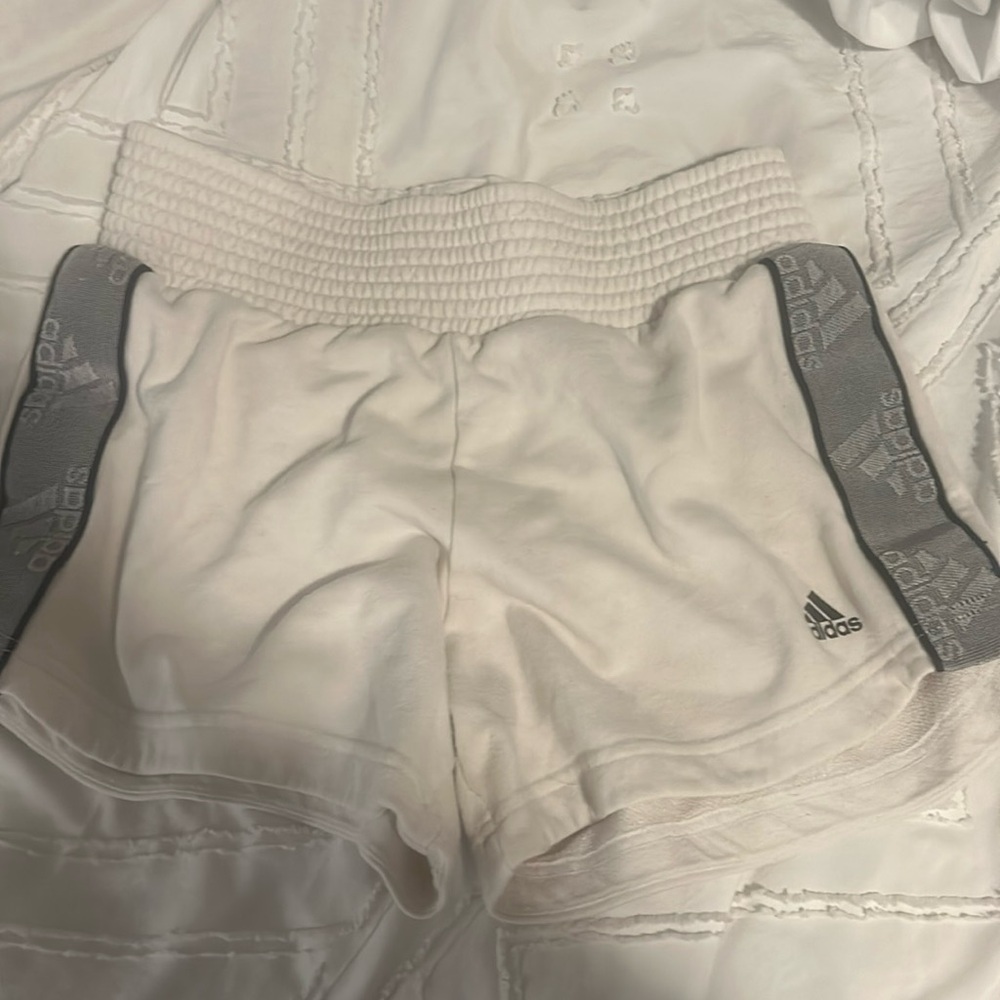white adidas shorts